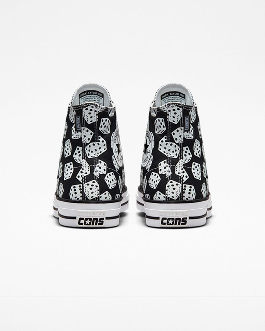 Zapatillas Skate Converse Chuck Taylor All Star Pro Dice Mujer Negras Blancas | PE 580PL7